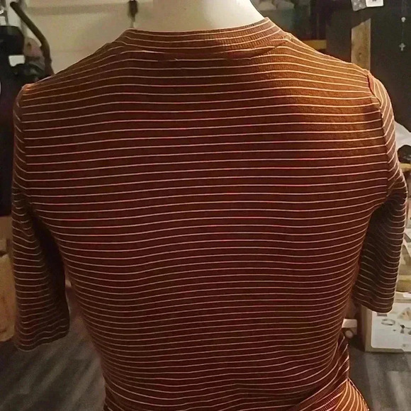 VINCE WOMEN'S RIB STRIPE SHORT SLEEVE CREW NECK TOP SIZE S - Picture 5 of 5